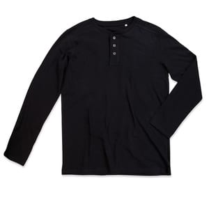 Stedman ST9460 - Shawn Long Sleeve Henley T-shirt Black Opal