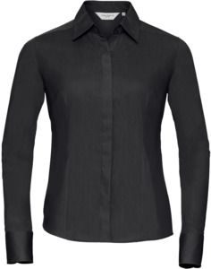 Russell Collection R924F - Poplin Easy Care Fitted Long Sleeve Shirt Ladies Black