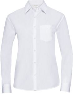 Russell Collection R934F - Ladies Poplin Shirts Long Sleeve 110gm White