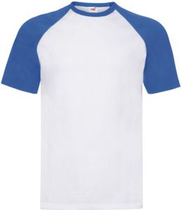 Fruit Of The Loom F61026 - Baseball Short Sleeved T-Shirt White/Royal