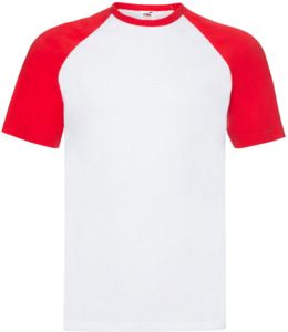 Fruit Of The Loom F61026 - Baseball Short Sleeved T-Shirt White/Red