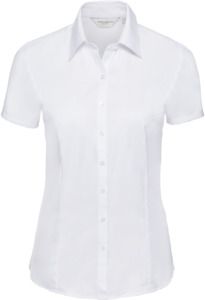 Russell Collection R963F - Herringbone Short Sleeve Ladies Shirt White